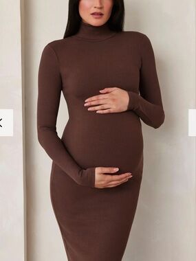 Bumpsuit NWT Sculpting Rib Long Sleeve Dress Chocolate Brown